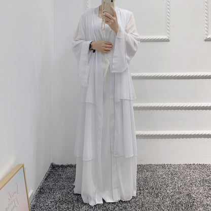 Women's Plain Open Abaya Dress With Hijab