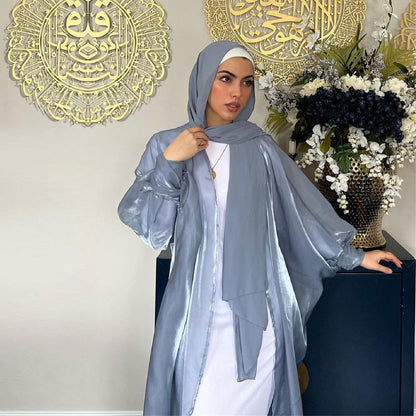 Women's Lace-up Plain Open Abaya