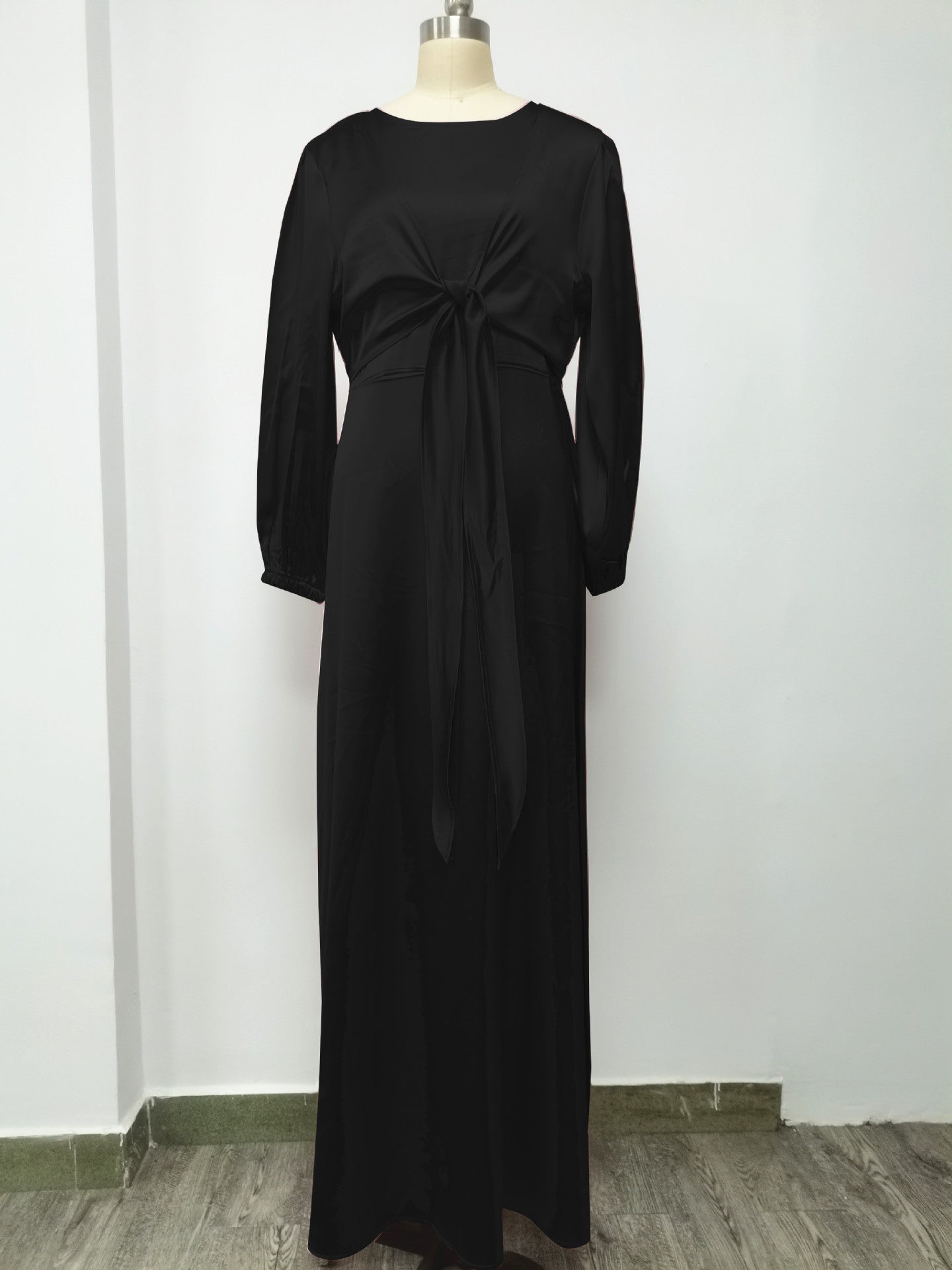 Robe Abaya unie à lacets doux pour femmes