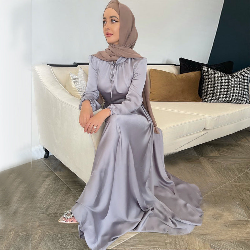 Elegant Satin Abaya Dress