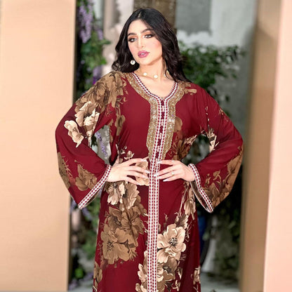 Printed Hot Diamond Arabian Dress