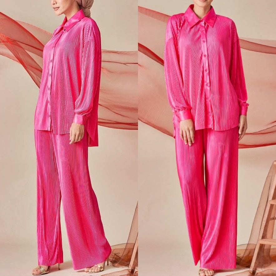 Wrinkle Plain Pant Sets