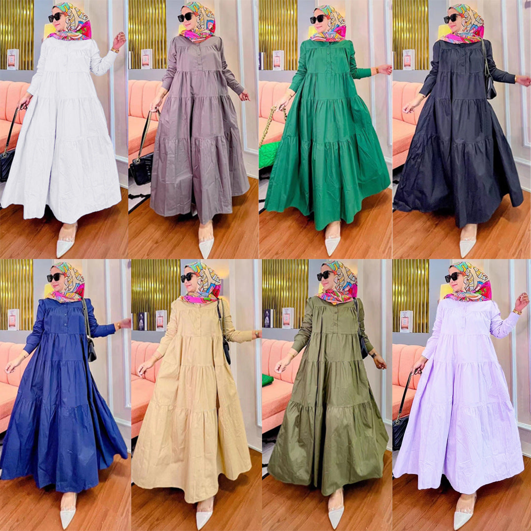 Women's Casual Long Sleeve Abaya Dress