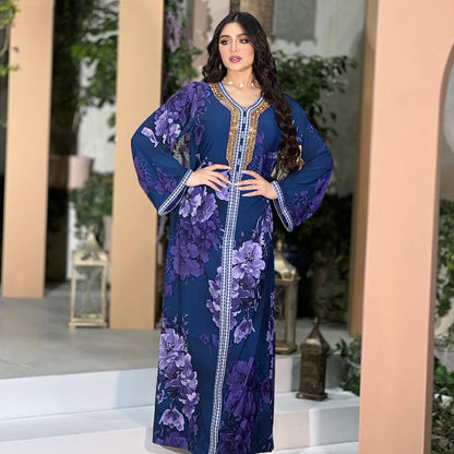 Printed Hot Diamond Arabian Dress