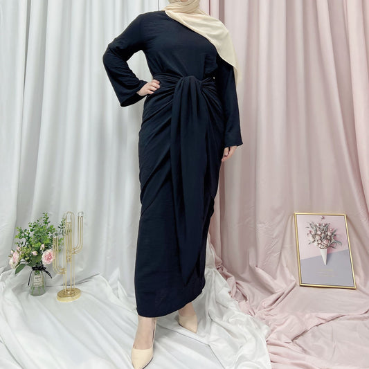 Robe Abaya unie à taille douce 