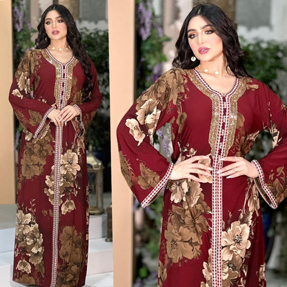 Printed Hot Diamond Arabian Dress