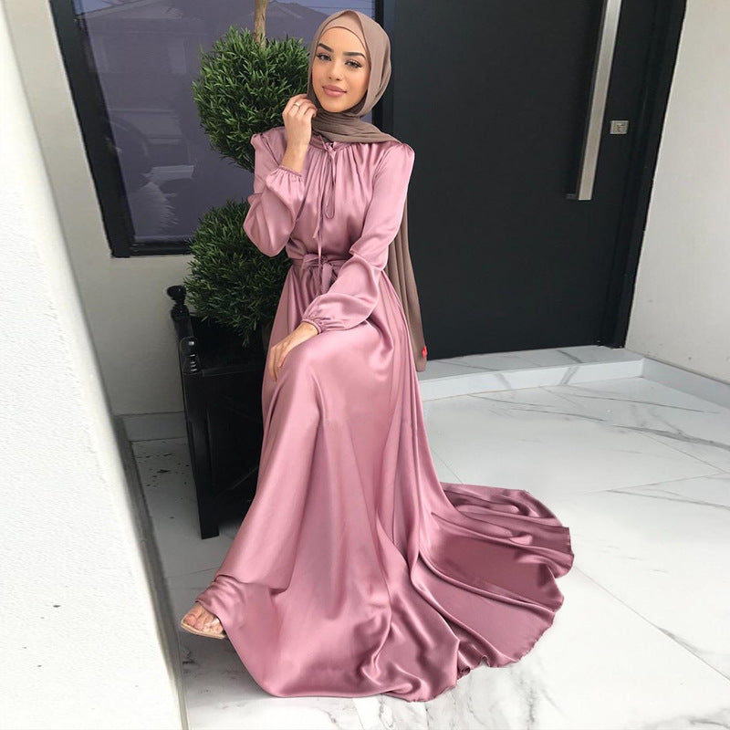 Modest Elegant Satin Abaya Dress