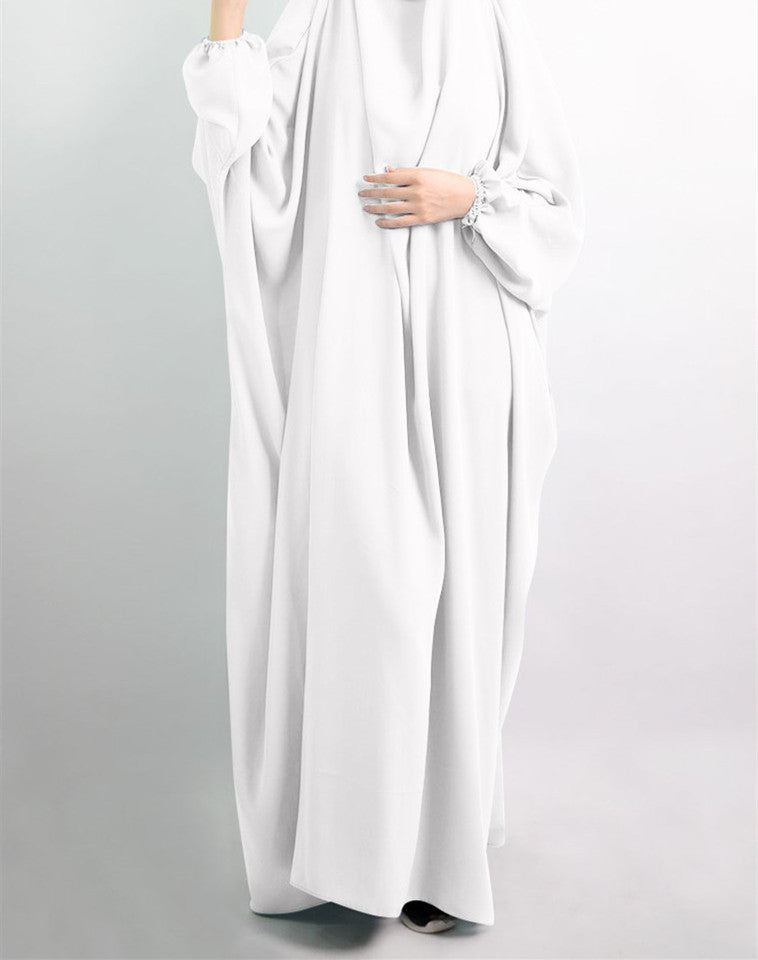 Plain White Hajj Abaya Prayer Dress Jilbab