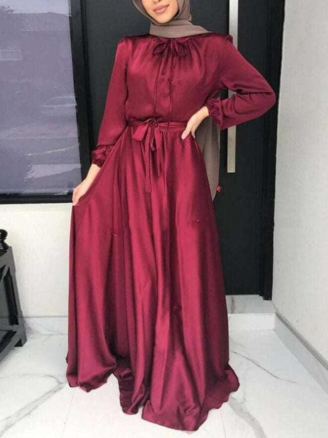 Elegant Satin Abaya Dress