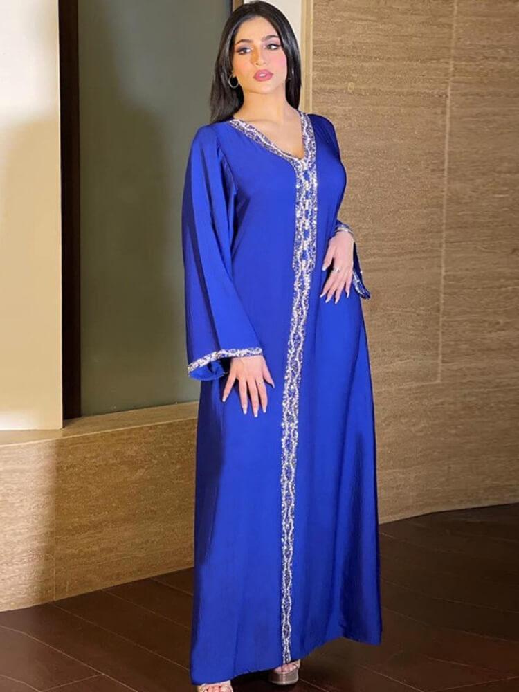 Women's Fashion Hot Diamond Jalabiya Dress