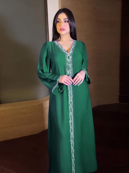 Robe Jalabiya à diamants tendance pour femmes