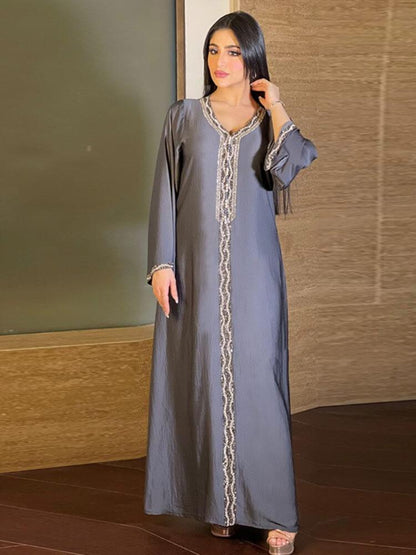 Robe Jalabiya à diamants tendance pour femmes