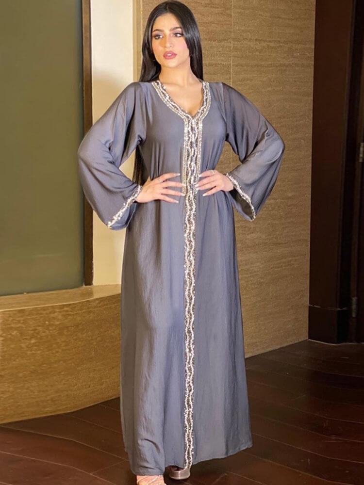 Women's Fashion Hot Diamond Jalabiya Dress