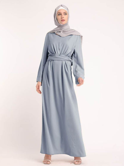 Plaid Bandages Abaya Dresses